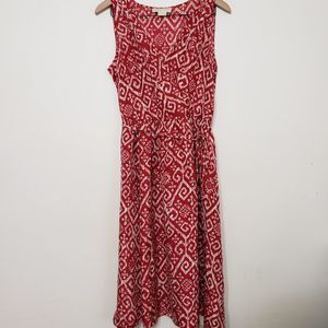 Michael Kors Red Silk Faux Wrap Dress, sz 14